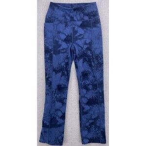 Skechers Tie-Dye Leggings S Blue High Waist Pockets Athleisure 28" Inseam